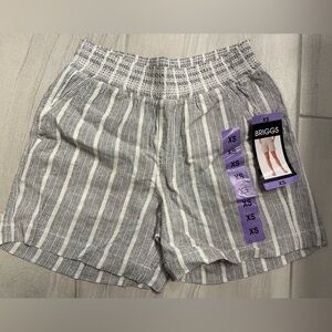 Grey striped linen shorts
